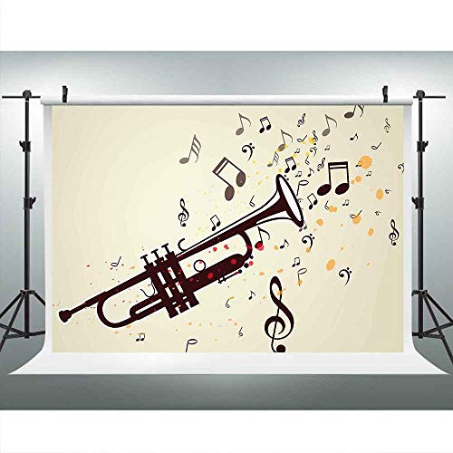 Music Party Backdrop for Photography 9x6ft Trumpet Flying Notes Background YouTube Wall Paper