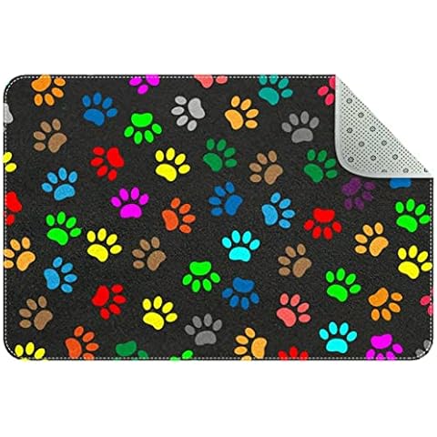 Colorful Animal Paw Prints,Doormats Entrance Front Door Rug Outdoors Indoor Bathroom Kitchen Bedroom Entryway Floor Mats Non-Slip Waterproof Cover