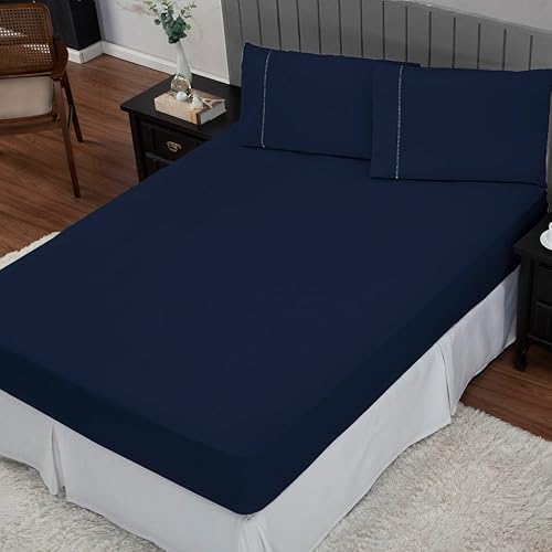Jogo de Cama Casal Percal 400 Fios Ponto Palito 03 Peças, Antiácaro, Anti-pilling com Toque Macio -