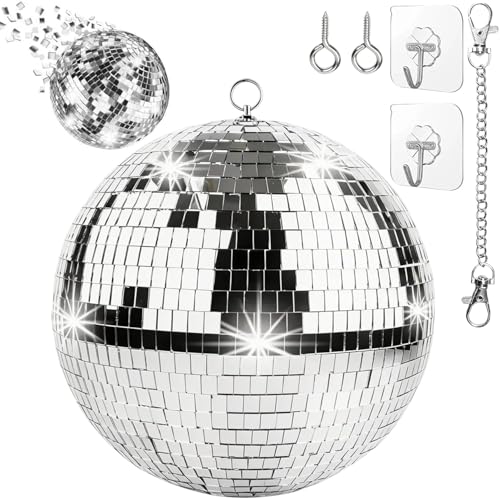 25CM Spiegel-Discokugel Discokugeln mit hängendem Ring Discokugeln Zum Aufhängen Spiegelkugeln Disco Kugel Aufhängen discokugel spiegelkugel für Party-Dekoration Band Bar Hochzeit Geburtstag & Club