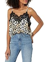 The Drop Women's Natalie V-Neck Lace Trimmed Camisole Tank Top, Ivory/Praline Leopard, XXL