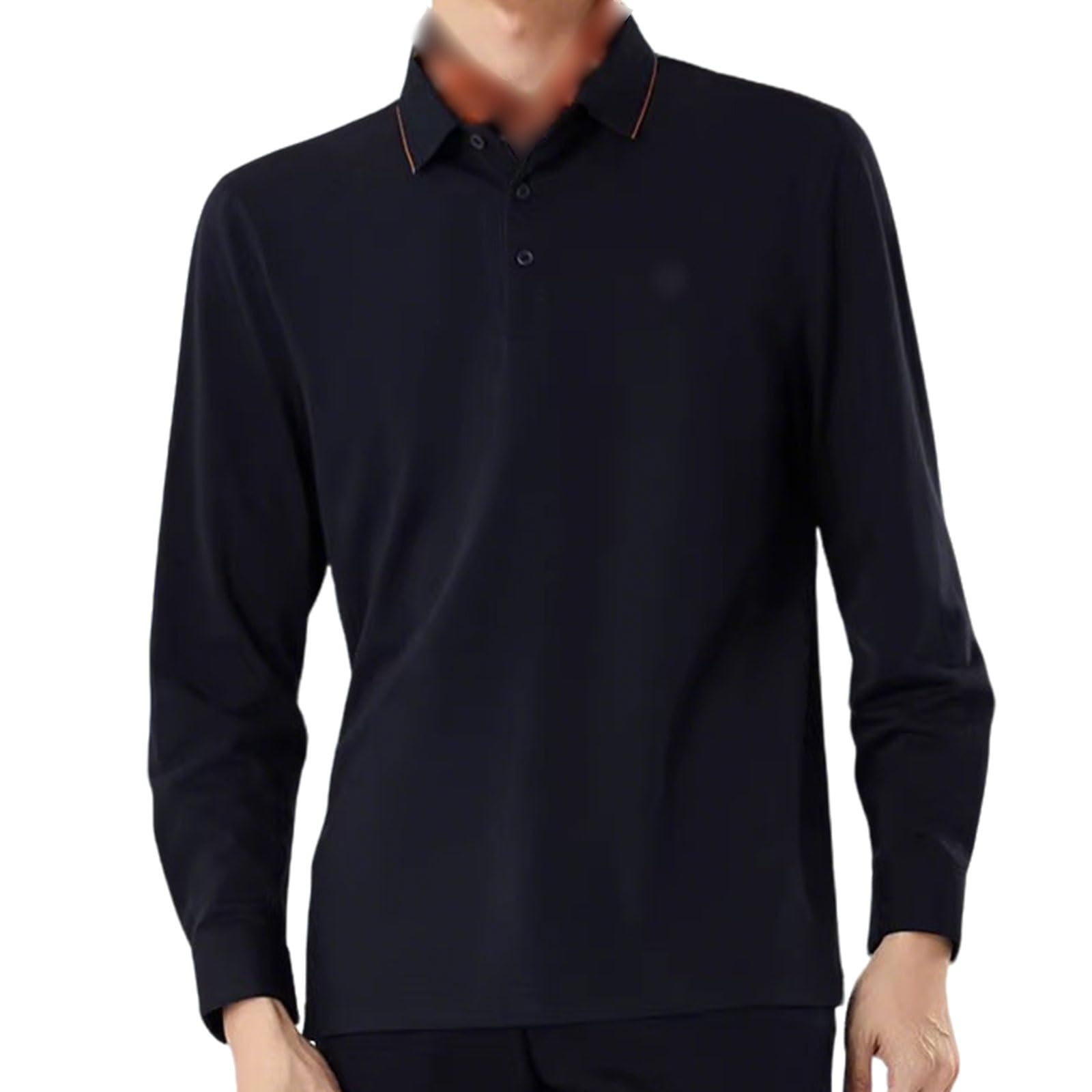 Camiseta De Golf con Cuello Y Puños De Botones, Polo De Manga Larga para Hombre, Top Casual