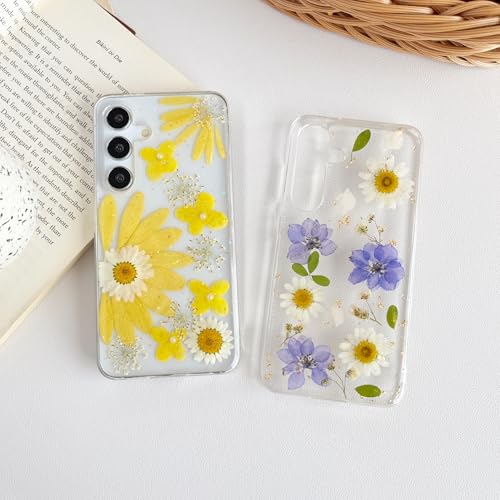 Coque Samsung S23 FE violet fleur séchée transparente en silicone souple