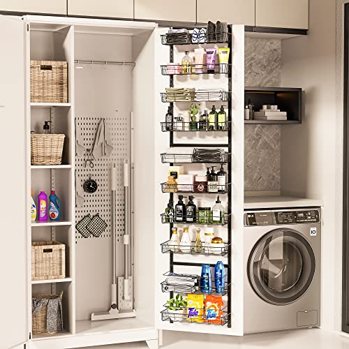 Eaoak Over The Door Pantry Organizer, 10-Tier Adjustable Baskets Pantry Organization, Metal Door Shelf With Detachable Frame, Space Saving Hanging Spice Rack For Kitchen Pantry Bathroom Door(Black) #TOP1