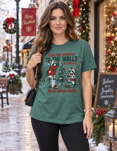 Christmas T Shirt for Women Funny Merry Xmas Holiday Short Sleeve Tee Tops - image 3