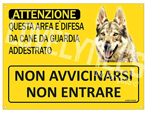 Lovelytiles Lupo CECOSLOVACCO Cartello Targa ATTENZIONE Questa Area è Difesa