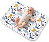 Diaper Changing Pads for Baby, Dinosaur Change Mat, 3Layers Waterproof Change Pad Foldable Absorbent Mats for Women, Reusable Incontinence Underpads for Patient 24''x30'' (Blue Dinosaur)