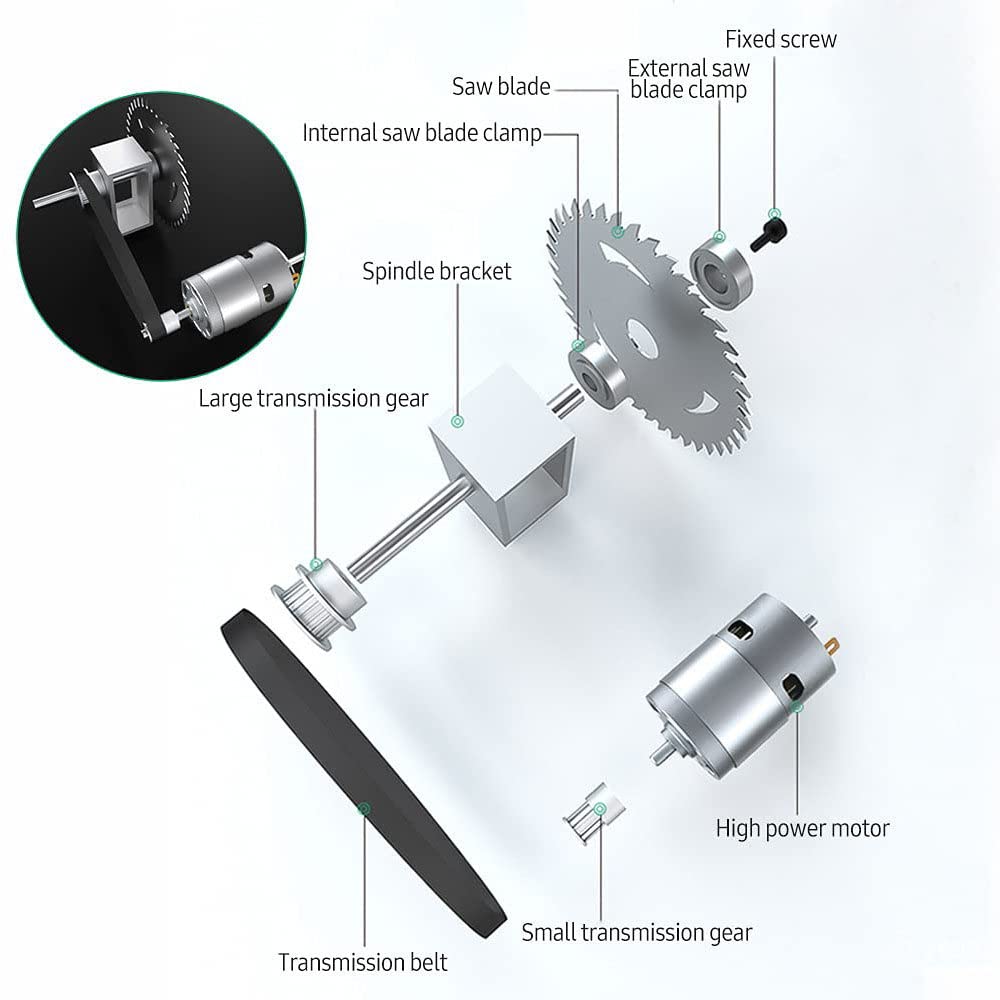 Mini Piła Stołowa Do Obróbki Drewna Wielofunkcyjna Precyzyjna Piła Do Cięcia Metalowa Obudowa Precyzja 100w 24v 7 Biegów Regulacja Grubości Cięcia,TableSaw