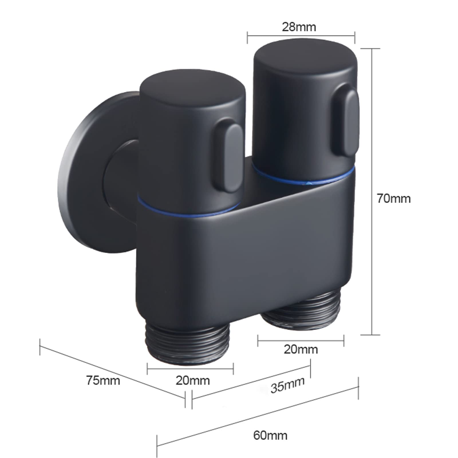 TTDGYYXW Rubinetto per Lavatrice Uno in Due Rubinetto in Ottone Splitter Rubinetto per Lavatrice Doppio Uso Rubinetti in Ottone da Esterno per WC, Nero C(Nero A)