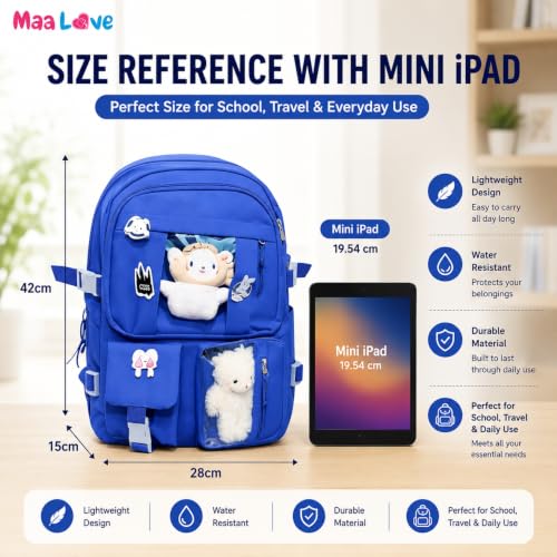 Image of Cute Kawaii Plush Display Backpack for Girls - Multi-Pocket School Bag with Transparent Window, Adjustable Straps, Aesthetic Bookbag for Teens & Students