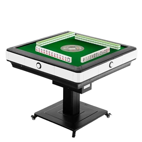 AJABEST Automatic Mahjong Table Auto-Shuffling Game Table for Mahjong Holding 2 Layers of Chinese-Character Tiles Easy Mobility for Home & Outdoor for Chinese Players (White)