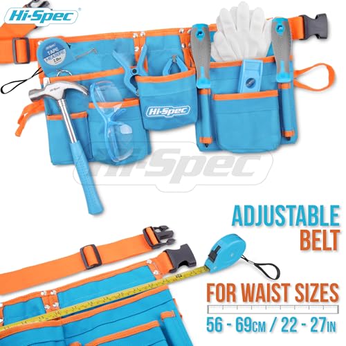 Hi-Spec Kids Tool Set with Tool Belt for Real Child-Sized STEM DIY, Blue - Image 4
