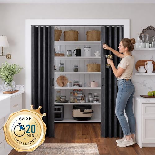 Image of SmartStandard 60x80in Double Accordion Doors, Double Walled, Classic Black