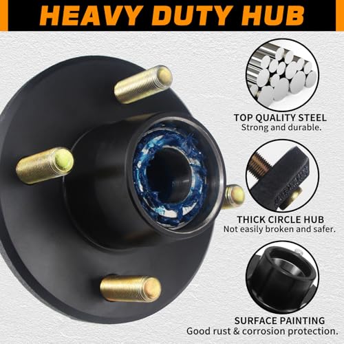image for GREPSPUD 2 Sets Trailer Hub Kits 4 on 4'' for 2000 lbs 1'' BT8 Straigh