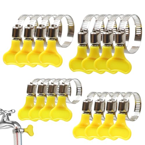 Stainless Steel Tightening Pipe Clips, 16PCs Hose Clips Set 4 Size Hose Clips Set Adjustable Pipe Clamps Hose Clamps for Securing Home Gas Flexible Connections 16/25/32/44mm