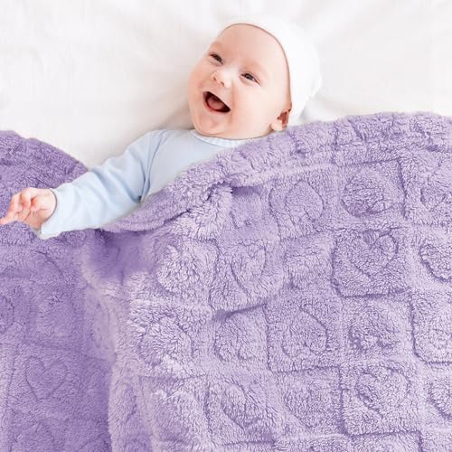Image of Yurhap Heart Baby Blanket, Love Plush Fleece Baby Blankets for Girls Boys | Soft Sherpa Baby Girl Blanket for Infant Toddler Newborn Gift, Fluffy Baby Essentials, For Crib Stroller, 30 inchx40 inch