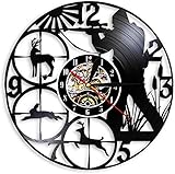 Smotly wall clock Fauna woodland hunting animal man cave record shooting target hunter gift