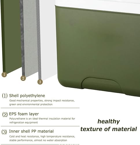 Miniatura 8 de Enfriador de camping portátil aislado con retención de hielo enfriador duro con mango resistente para almuerzo, playa, bebidas, viajes, camping,