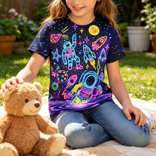 Image of Hgvoetty Boys Girls Graphic T-Shirts Kid 3D Casual Tops Tees for 6-16 Years | Youth Novelty Shirts, Bright Eye-Catching Design, Lightweight and Soft Material, Suit for Daily Sport, Party and School Wear