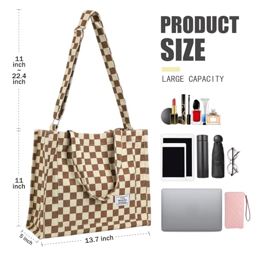 Image of Corduroy Tote Bag for Women Small Satchel Bag Mini Tote Bag Aesthetic Crossbody Handbag - School Work Travel Shopping