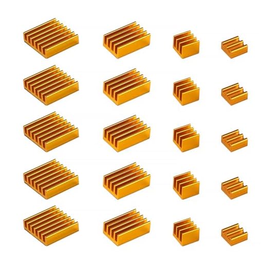 VooGenzek 20 Pezzi Dissipatori Di Calore Per Raspberry Pi 4 Modello B, Aletta di Raffreddamento in Alluminio con Nastro Adesivo Conduttivo Termico, Per Il Raffreddamento Di Raspberry Pi, D'oro