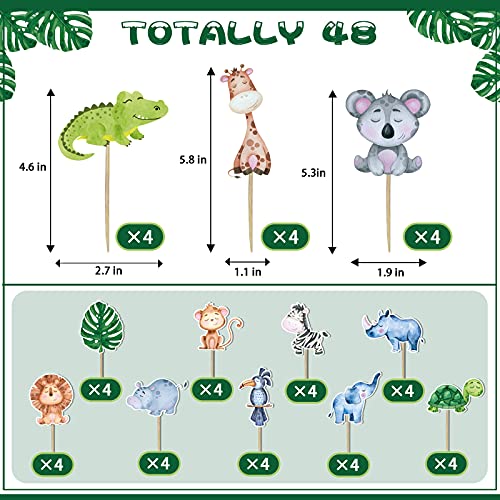 Sunny Seat A-JUNGLECAKE48 Jungle Safari Animal Cupcake Toppers 48 Pack Happy Birthday Cake Decor thumb #4