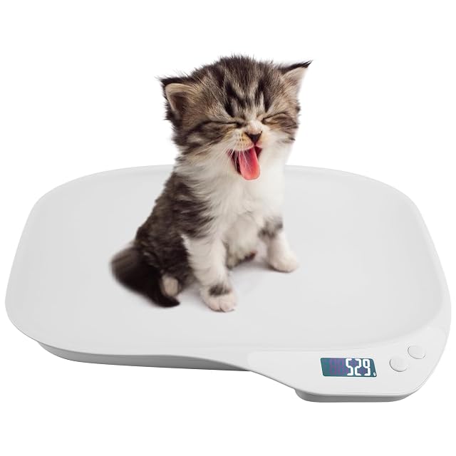 Báscula para Mascotas y Animales Pequeños, 15 Kg (± 1 G), 4 Modos de Pesaje (Kg/oz/lb/ml), para Perros, Gatos
