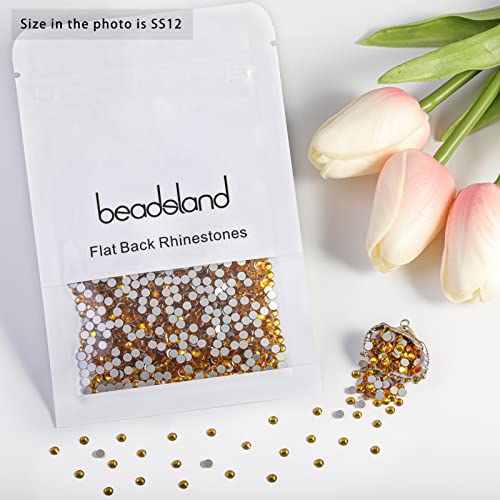 Image of Beadsland Flat Back Crystal Rhinestones Round Gems for Nail Art and Craft Glue Fix, Topaz, 3.0-3.2mm, SS12 /1440pcs