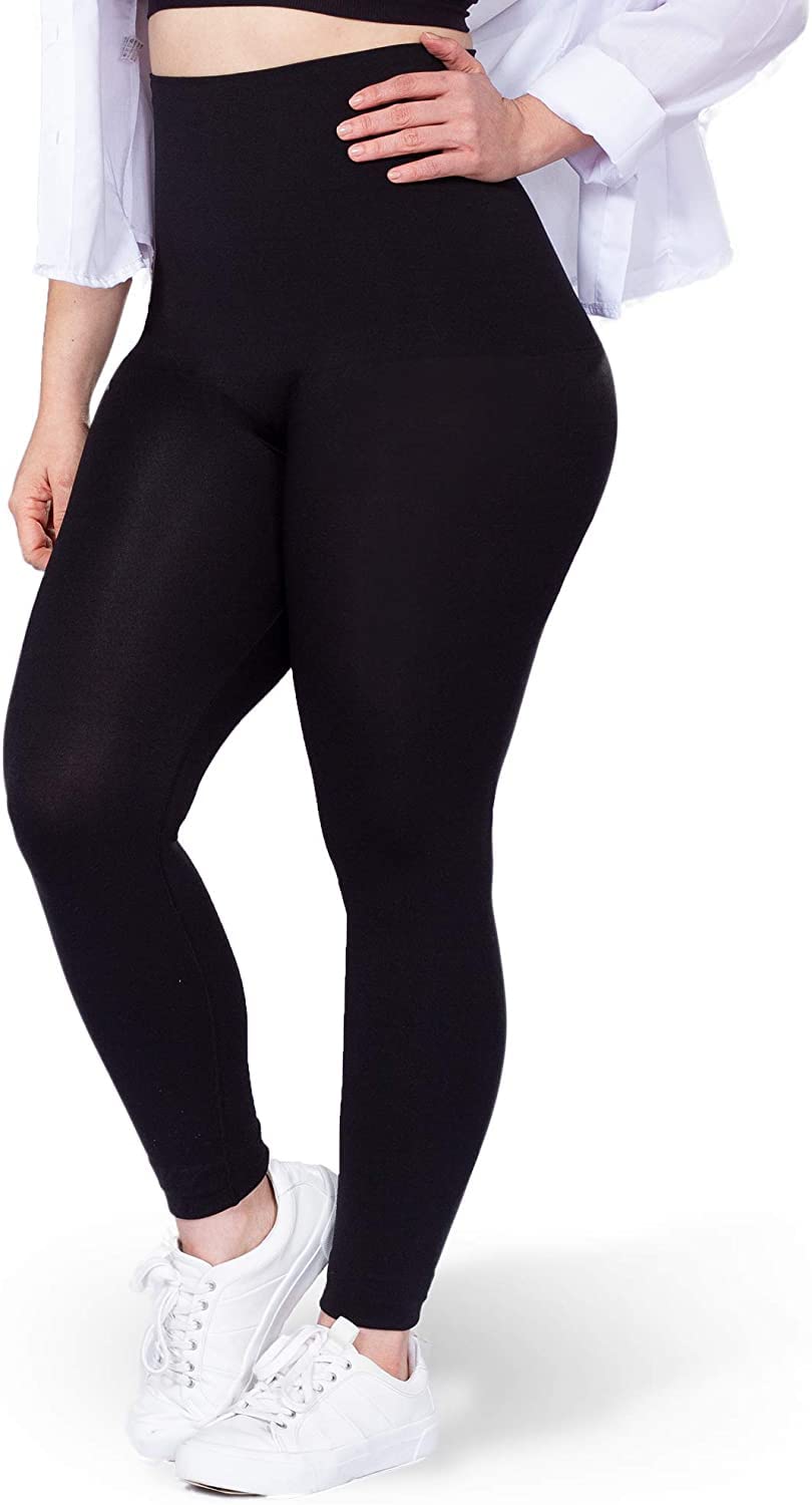Seamless Soft Cotton Leggings for Women - High Waisted Tummy Control No See Through Workout Yoga Pants-image-0