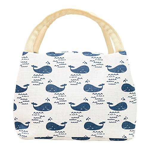 Cosanter Lovely Impression Sac Isotherme Portable Isotherme Sacs à Lunch en Coton Lin pour Transport de Nourriture Sac de rangement (Style 1)