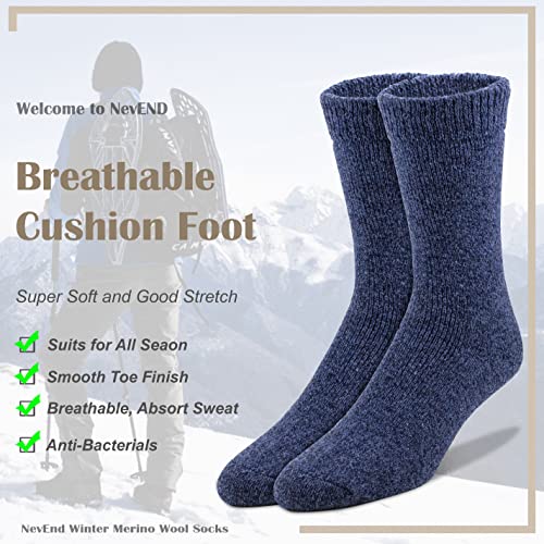 NevEND 6 Pairs Men Wool Merino Winter Thermal Boot Insulated Socks For Heavy Duty Outdoor Activities Size 10-133