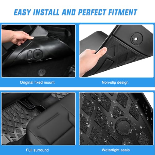 Image of Nilight TPE Floor Mats for Chevy Impala (Not for Vinyl Floors) | 2014 2015 2016 2017 2018 2019 2020 All Weather Custom Fit Heavy Duty Floor Liners