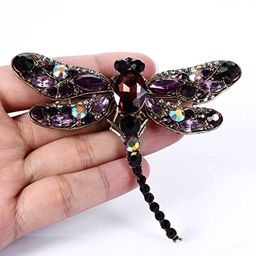 Image of EVER FAITH Dragonfly Teardrop Brooch Pin Austrian Crystal