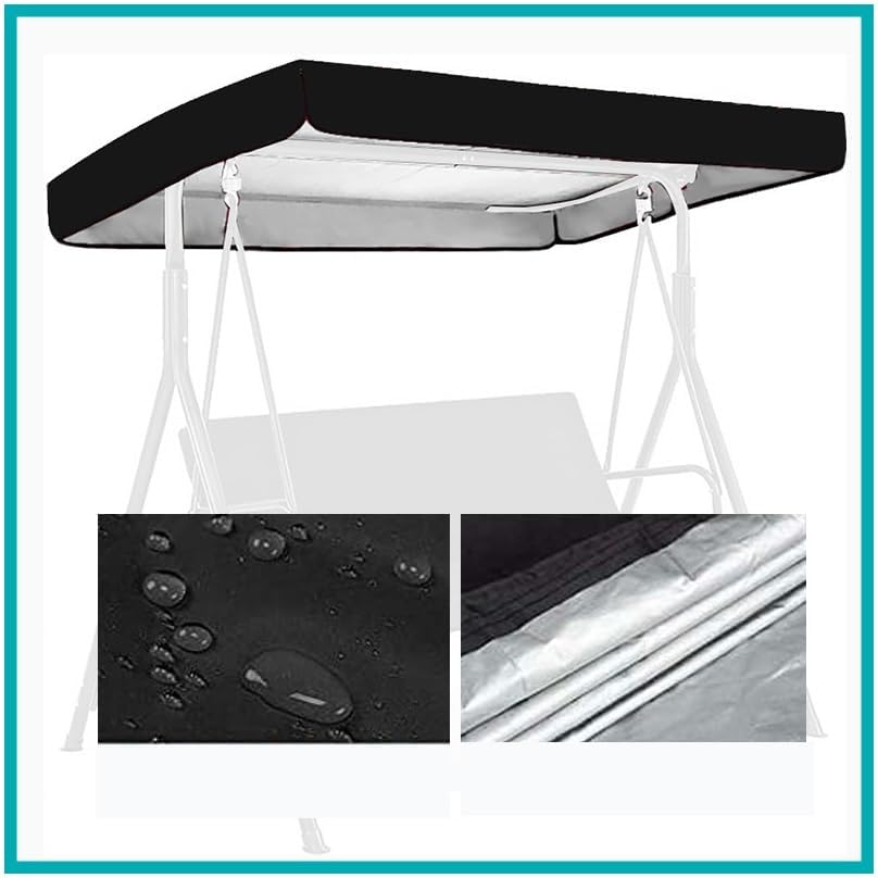 Swing Canopy Replacement Top Cover 75''x 47'' 84''x 48'' Porch Swing Canopy Waterproof Sun Shade Awning Cover for Hammock Seat 2-3 Seater(Dark Green,77x49in/195x125cm)
