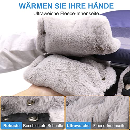 Handwärmer Kinderwagen - Handmuff für Kinderwagen Mit Flanell Innenseite, Handschuhe Muff Buggy Wasserdicht, Winddicht Kinderwagenmuff, Universalgröße Baby Stroller Hand muff mit Aufbewahrungsbeutel