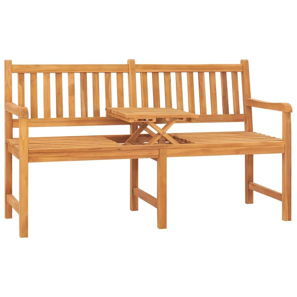 Banco de jardín de 3 plazas con mesa de 150 cm, madera maciza de