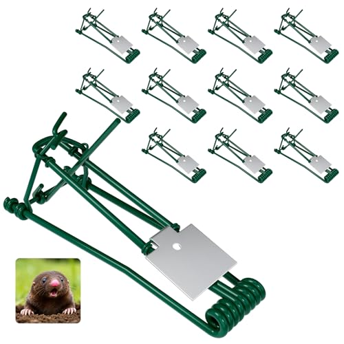 12 Pack Gopher Trap, Mole Traps for Outdoor, Reusable & Easy Set Vole Trap, Weather Resistant Ground Mole Killer for Lawn, Garden, Farm Yard Protection