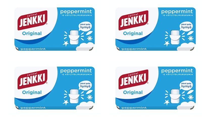 Cloetta Jenkki Xylitol Original Peppermint Chewing gum 4 Box of 18g