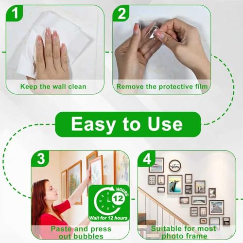 Image of Picture Hanging Hooks,6 PCS Heavy Duty Up-Grade Wall Hangers Without Nails,Wall Picture Hangers, Transparent Waterproof Adhesive Picture Hanger,Frame Hanger Sticky Hooks for Bathroom,Kitchen