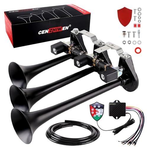 CENZHIWEN Musical Car Horn with Controller 24V 10-Tone Dual Horns Kit High/Low Tone Waterproof Motor Horn for Motorcycle Car Pickup Truck Loud Motorcycle Horns Replacement Electronic Components