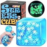 Squishy Fidget Toys Adults Stress Cube - Glow in The Dark Snowflakes Sensory Toys for Kids with Autism Stress Balls for Kids Teens Squeeze Squishy Toys Easter Basket Stuffers