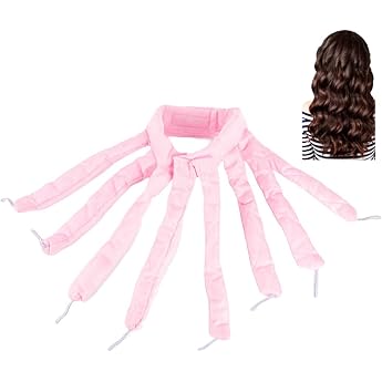 Heat-Free Curlers for Long Hair Curlers for Sleeping Overnight Curlers for Long Hair Heat-free Wave Curlers Made of Silk for Women Pink
