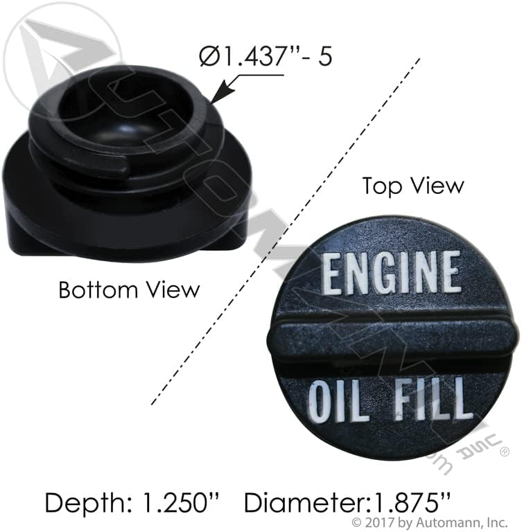 Engine Oil Fill Cap Compatible With Kenworth T400,T600,T440,T800,T2000,W900 Compatible With Peterbuilt 335,337,340,348,357,365,377,379,384,387 Compatible With 4962608CUM