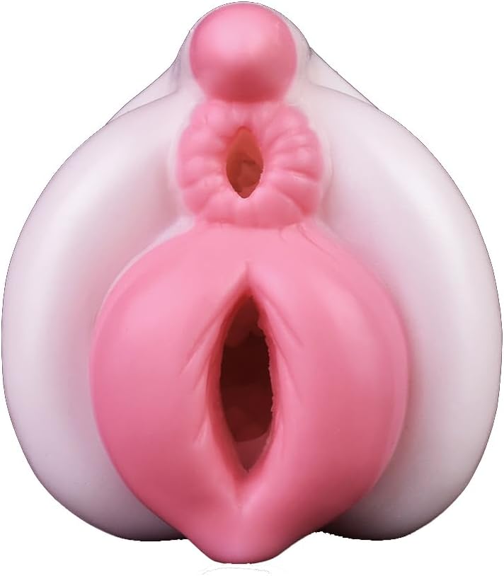 Soft Lifelike Fantasy Pink Unique Design 2 in 1 Male Masturbator Silicone Men Stroker Male Sex Toy Adult Sex Product for Men Couple Liquid Silicone Made Textured Tunnels Waterproof Flexible