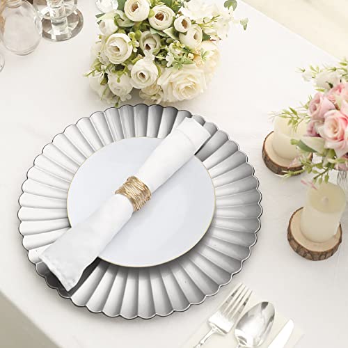 Tableclothsfactory 6 Pack Platos Plateados Desechables 13" miniatura 7