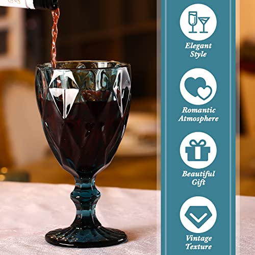Inbagi 12 Pcs Vintage Glass Goblets Wine Glasses Bulks 10 Oz Drinking Glasses Colored Embossed Stemmed Glass Drinkware Juice Glasses Champagne Glasses Suitable For Party Wedding Bars #TOP2