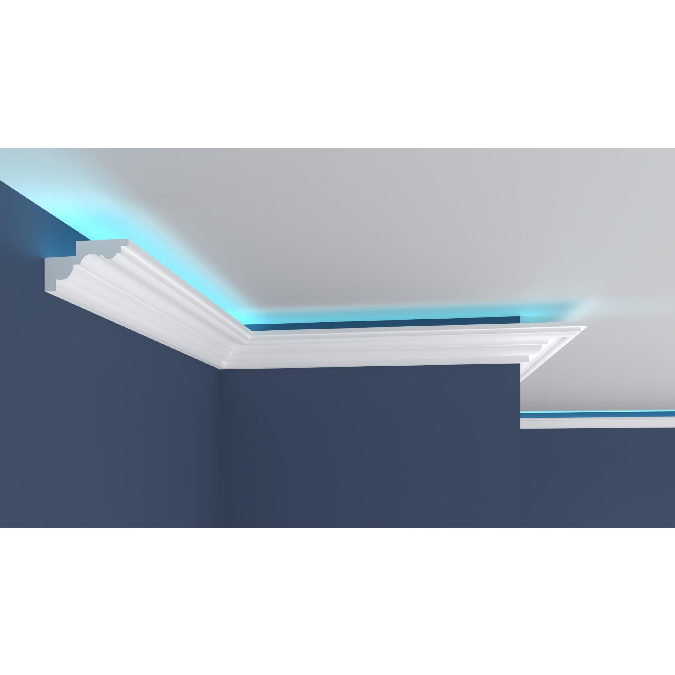 WOLDECOR Modern LED Ceiling Coving Cornice–Stylish XPS Lightweight Moulding Trim,Easy DIY Installation,Durable Decorative Coving for Walls and Ceilings with LED Lights (WLZ19, 2 Meters) — image 1
