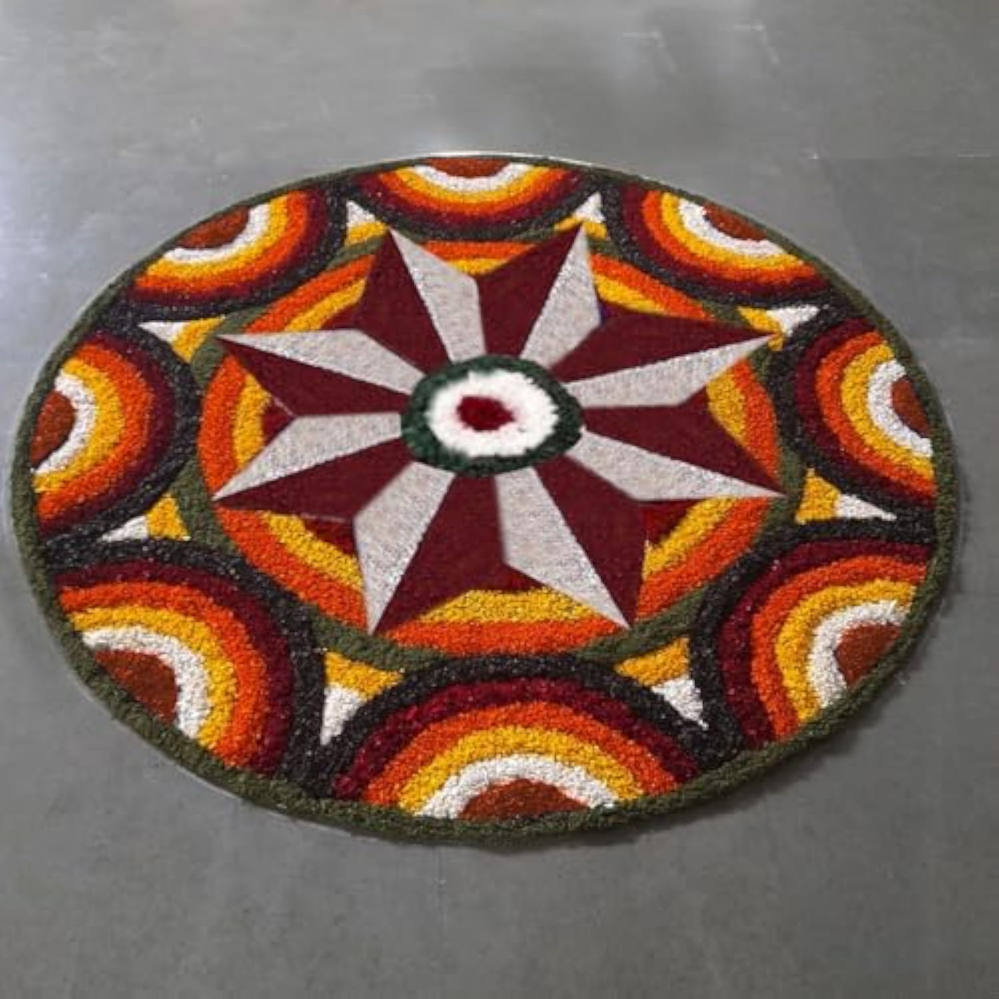 Rangoli Round Doormat Rugs Non Slip