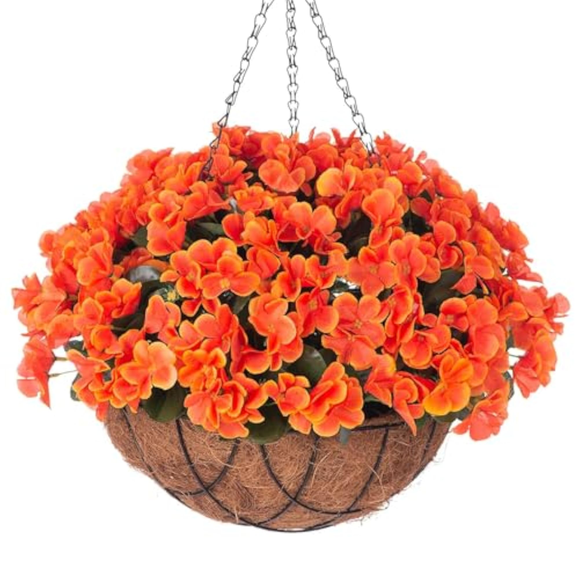 Artificial Flowers with Hanging Basket, Fake Hydrangea for Decor