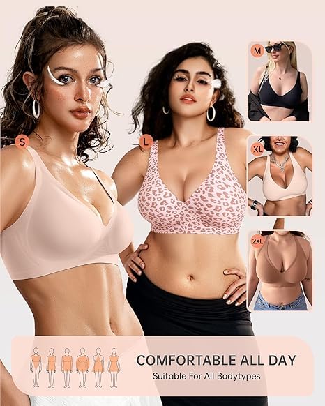 Image of JellyLift Seamless Wireless Jelly Bra for Women | No Underwire, Deep V Invisible T-Shirt Bra | 360 Jelly Support, Adjustable Straps | S-3XL